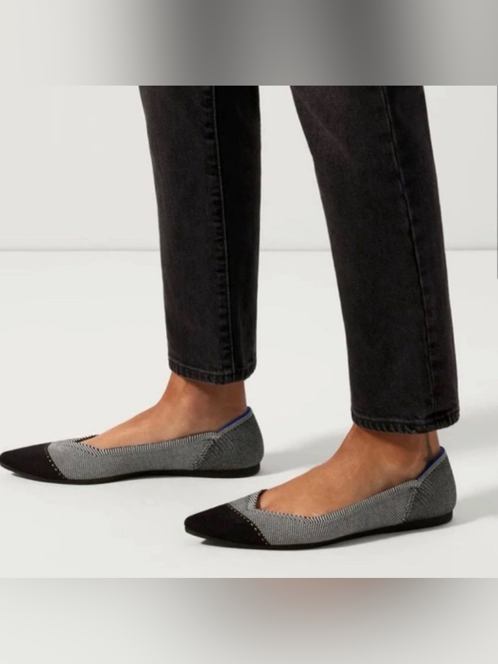 Rothy's The Point Gray Mist Cap-toe Ballet Flat Size 8